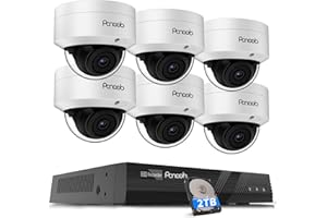 PANOOB PoE Security Camera System, 6X Wired 5MP IK10 Vandal-Proof PoE Dome Cameras Outdoor with Person Detection, 100ft IR Night Vision, Remote Access, 4K 8 Channel NVR 2TB HDD, PD54A0608-5M2