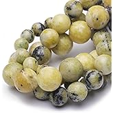Chicager 8mm Natural Stone Beads for Jewelry Making,Yellow Turquoise Polished Smooth Round Gemstone Beads for Bracelet Necklace 15 Inch