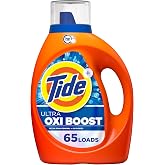 Tide Ultra Oxi Boost Liquid Laundry Detergent, 92 fl oz, 65 Loads, Advanced Stain Remover, Laundry Detergent Liquid with Extra Oxi Power