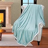 Catalonia Teal Fluffy Sherpa Throw Blanket, Super Soft Mink Plush Couch Blanket, TV Bed Fuzzy Blanket, Comfy Warm Heavy Throws, Comfort Gift for Her, 50x60 inches