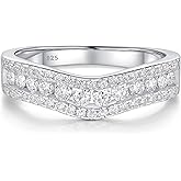 AIHUASI JEWELRY Curved Moissanite Wedding Band D Color VVS1 925 Sterling Silver Engagement Eternity Ring for Women Size