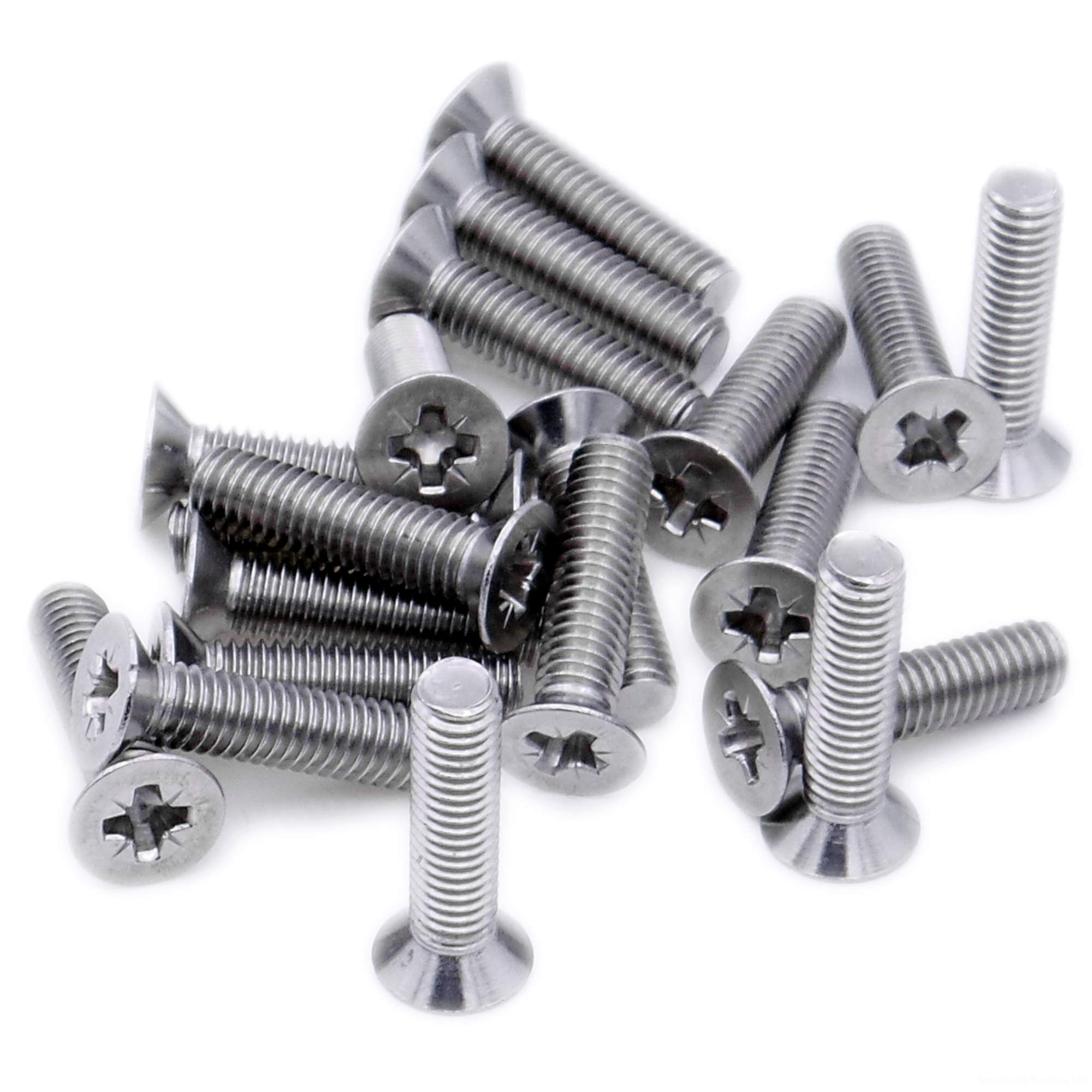 M4 (4mm x 25mm) Pozi Countersunk Machine Screw (Bolt) - Stainless Steel (A2) (Pack of 20)
