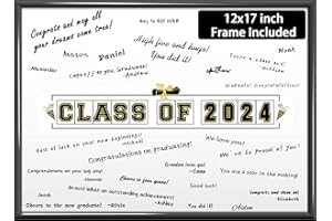 OBUSATT 2024 Graduation Decorations Class of 2024 Guest Book Alternatives with Frame Creative Signature Board Graduation Card Great Graduation Party Supplies Graduation Gift 12*17 Sign Poster(Class Of 2024)