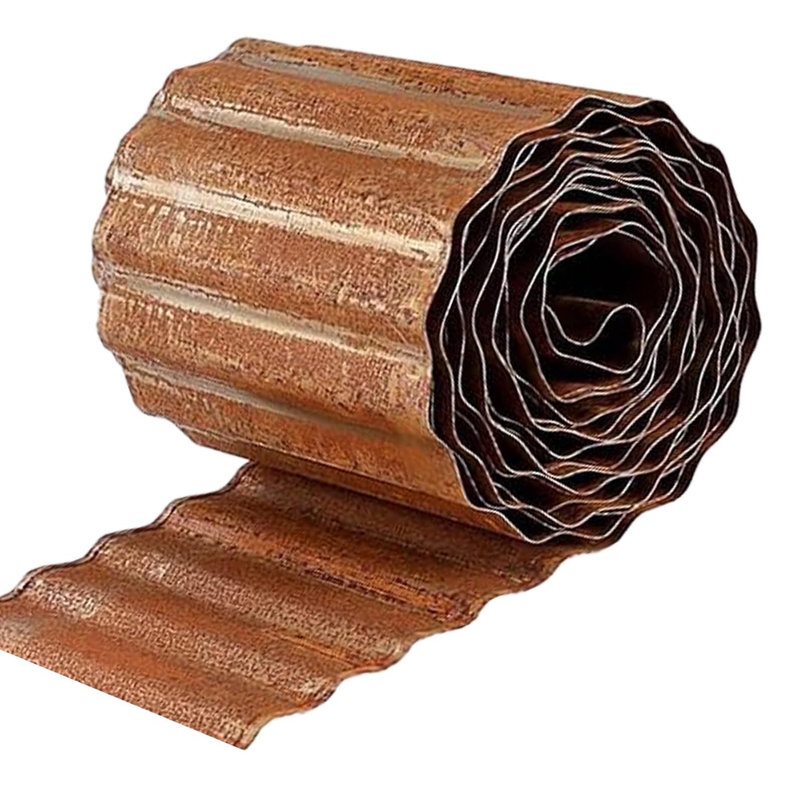 Metal Garden Edging 8inch x 20ft, Corrugated Galvanised Garden Edging Border, Heavy Duty Lawn Edging Borders Garden Plant Border for Landscape Edging, DIY Flower Tree Surrounds - Pre-rusty