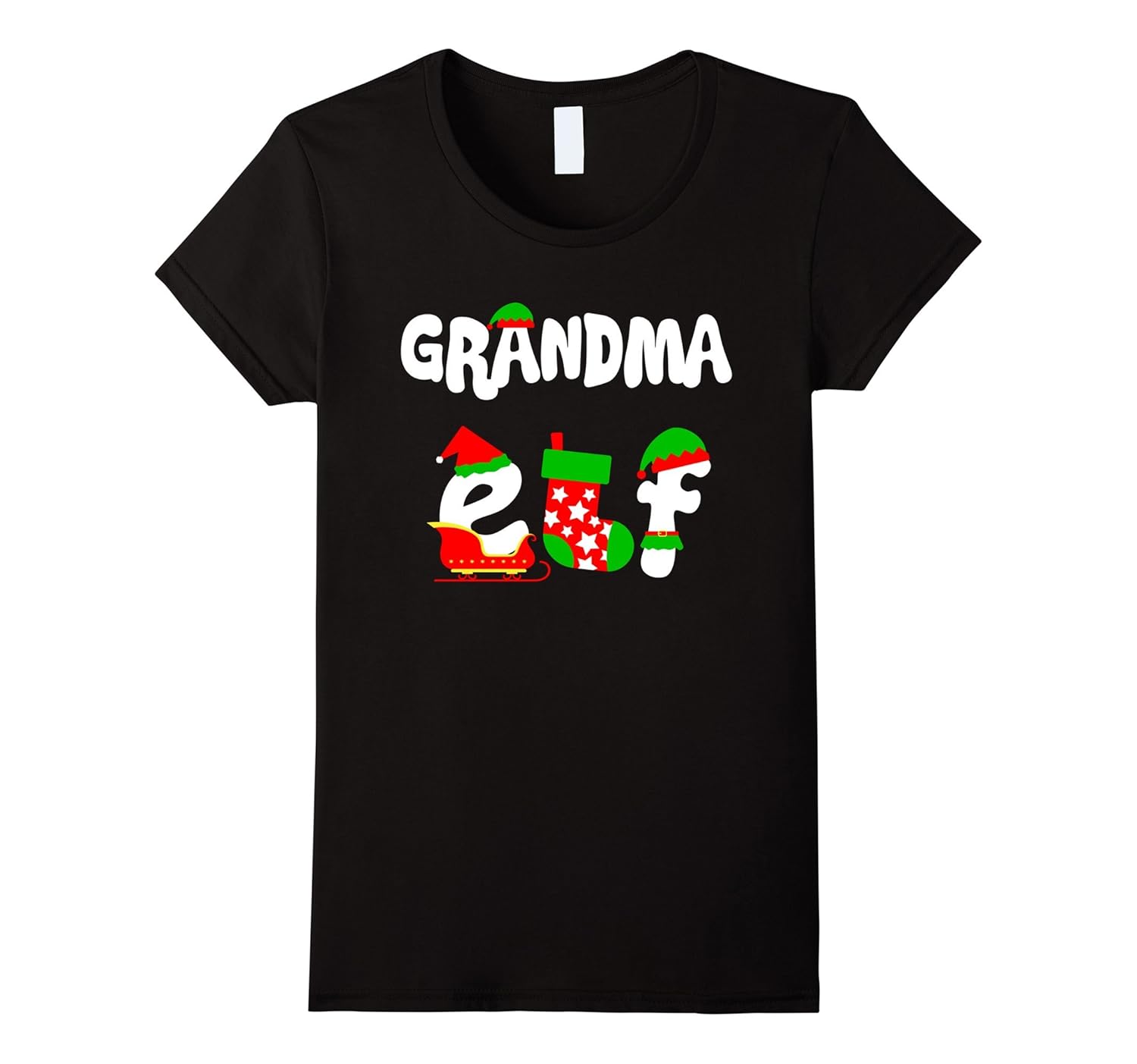 Womens Grandma Elf Christmas Tshirt Funny Matching Family Gifts-ANZ