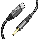 AGVEE USB-C to 3.5mm TRS AUX Male Jack Headphones Adapter, 32Bit 384khz, 3.6ft Type-C USBC Earbuds Car Dongle Converter for S