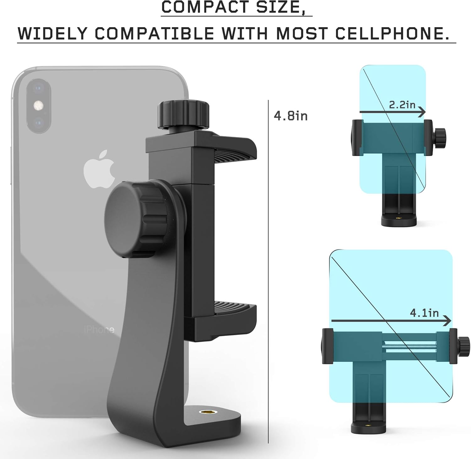 Universal Phone Tripod Mount Adapter with Bluetooth Camera Remote, Cell Phone Holder with Adjustable Clamp for Selfie Stick Monopod Compatible with iPhone, Samsung and so on, Wrist Strap Included: Camera & Photo