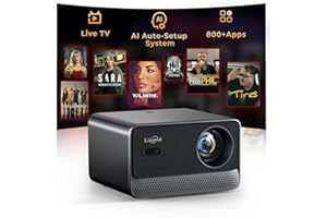 Projector [1500 Brightness & Official Apps & AI Auto Focus] Smart Projector 4K Supported, 35W Dolby & WiFi6 & BT5.2, Lisowod 