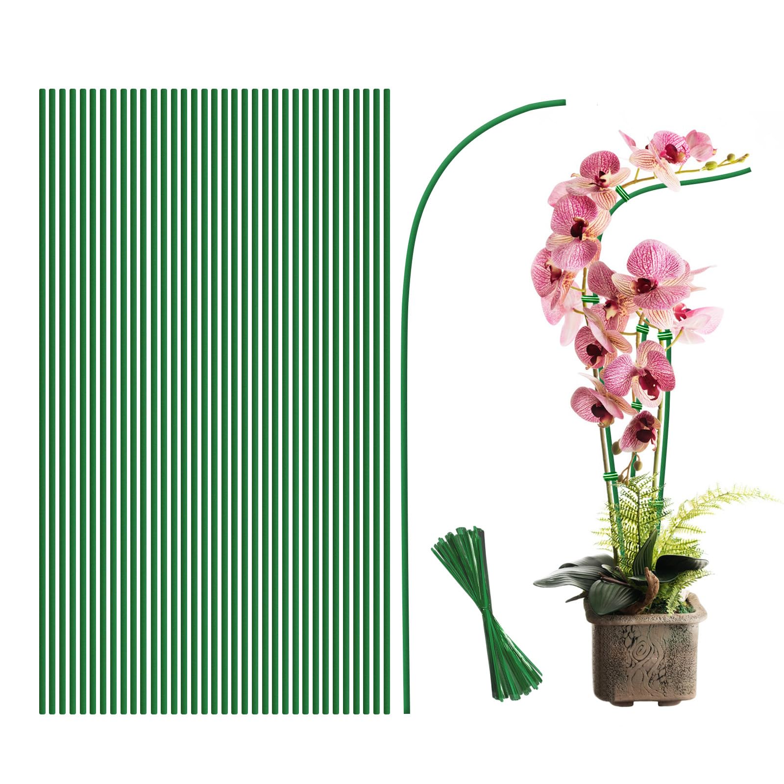 Photo 1 of [36 Pcs] Plant Stakes, Bendable Plant Sticks, 18 Inches Single Stem Plant Support Stakes with Twist Ties, Garden Stakes for Indoor and Outdoor Plants, Potted Plants, Flowers Orchid Peony Rose