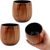 Equivira Charred Wooden Bourbon Drinking Glass, 2pcs Handcrafted Charred Wooden Whiskey Cup, Birthday Gifts for Dad Husband Boyfriend or Brother