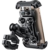 Lamicall Motorcycle Phone Mount Holder - [Metal Extension Arm] [Dual Vibration Dampener] Bike Cell Phone Mount, Bicycle Handlebar Phone Clamp, Gifts for iPhone 16 15 14 Pro Max, 4.7-6.7" Phones