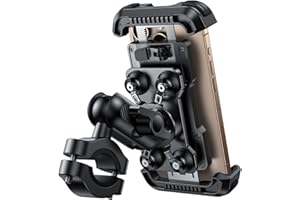 Lamicall Motorcycle Phone Mount Holder - [Metal Extension Arm] [Dual Vibration Dampener] Motorcycle Cell Phone Mount, Bike Bicycle Handlebar Phone Clamp, for iPhone 16/15/ 14 Pro Max, 4.7-6.7" Phones