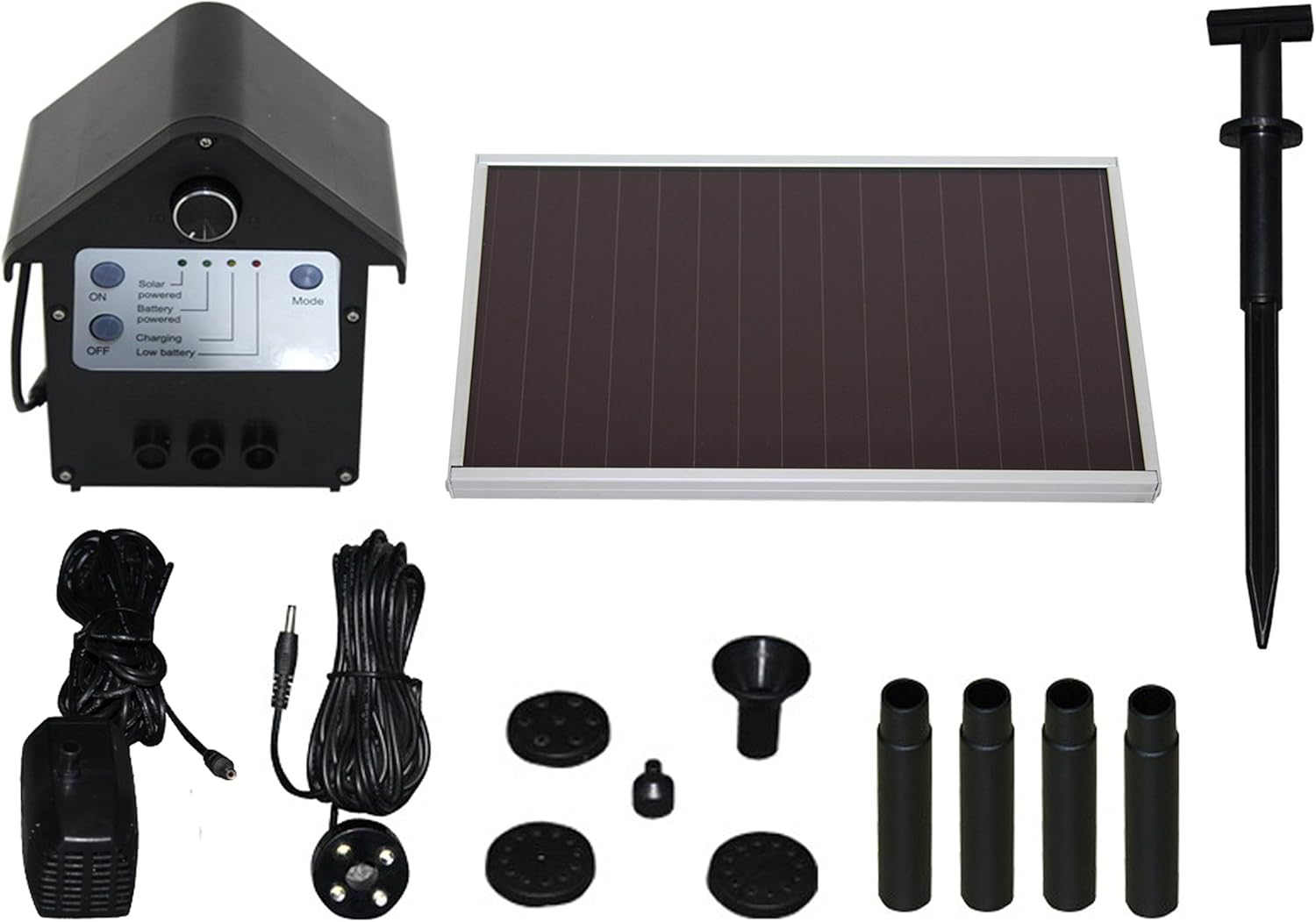 T.I.P. Solar Teichpumpe SPS 250/6, LED Beleuchtung, 3 W, bis 250 l/h Fördermenge für Gartenteich oder Springbrunnen