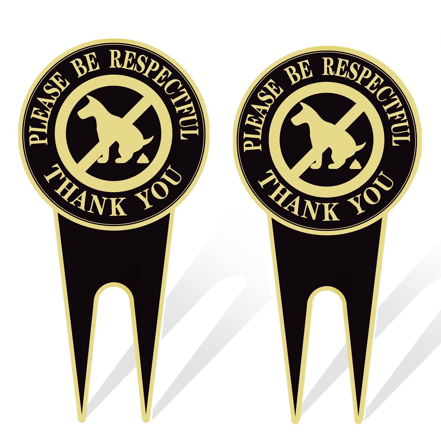 Photo 1 of HEIOKEY 2 Pack Double Sided No Dog Pooping Sign with Stake 12" x 6" - Sign Reads:Please Be Respectful Thank You,No Dog Pee Yard Sign Stop Dogs Poop On Your Lawn,No Poo (Black)