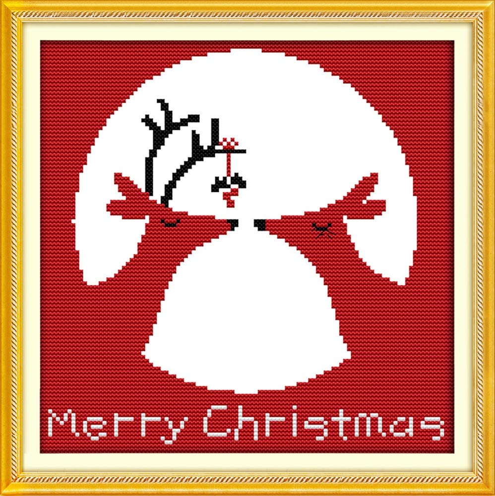 Cross Stitch Kits, Awesocrafts Christmas Reindeer Elk Easy Patterns Cross Stitching Embroidery Kit Supplies Christmas, Counted (Elk, Counted)