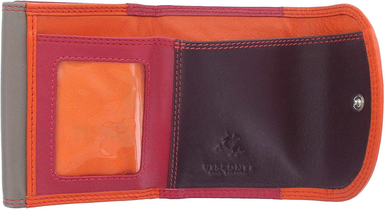 Visconti Rainbow Collection Small Leather Purse RFID and Tap and Go RB126 Orange Multi - Image 3