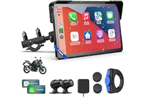 WonVon Motorcycle CarPlay Screen with Android Auto – 7” Waterproof GPS, Pantalla para Moto, Apple CarPlay, Navigation System for Motorcycle, Dual 4K Dash Cam Bluetooth Audio, BSD & TPMS