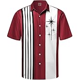 Hardaddy Men's Vintage Bowling Shirt Short Sleeve Button Down Hawaiian Summer Beach Printed Casual Shirts