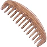 Breezelike Wide Tooth Hair Comb - Natural Detangling Wooden Comb for Curly Hair - No Static Sandalwood Comb for Women and Men