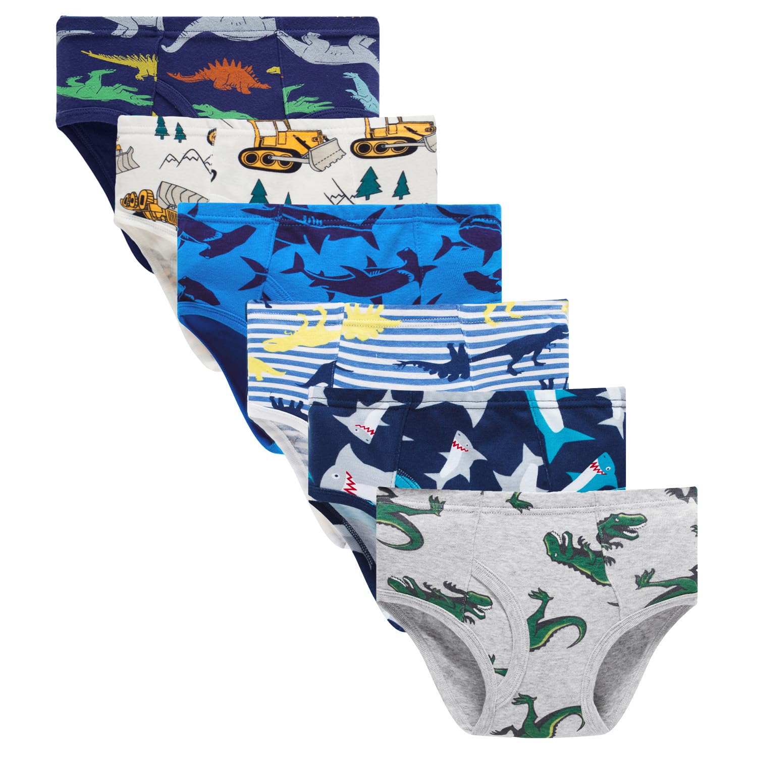 Taxzode Fenhant Little Boys Soft Cotton Briefs Dinosaur Truck Shark Baby Toddler Kids Underwear 6-8-9 Pack