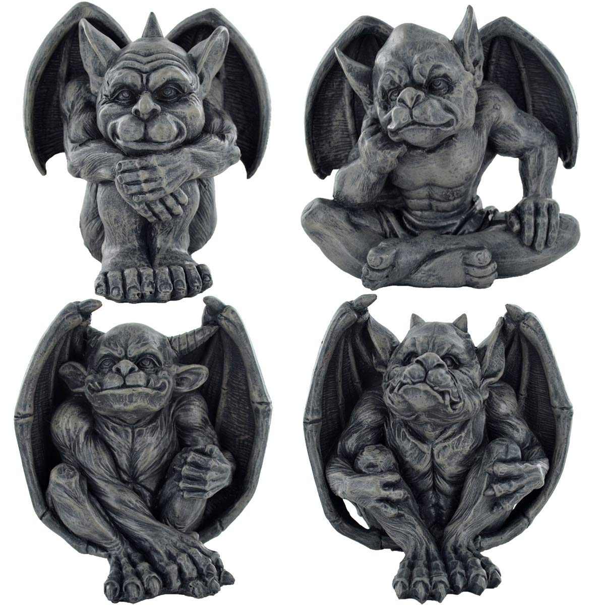 Gargoyle Set of 4 Figurines Home Decor Fantasy Ornament Gift Ideas Mythical Magic H12.8cm