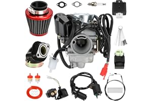 EOPOAYI GY6 150cc PD24J Carburetor Ignition Coil Starter Solenoid Relay CDI Kit for GY6 125cc 150cc Taotao Scooter Moped ATV Go Kart 157QMJ Engine Kymco Roketa Jonway Parts with 78 inch Throttle Cable