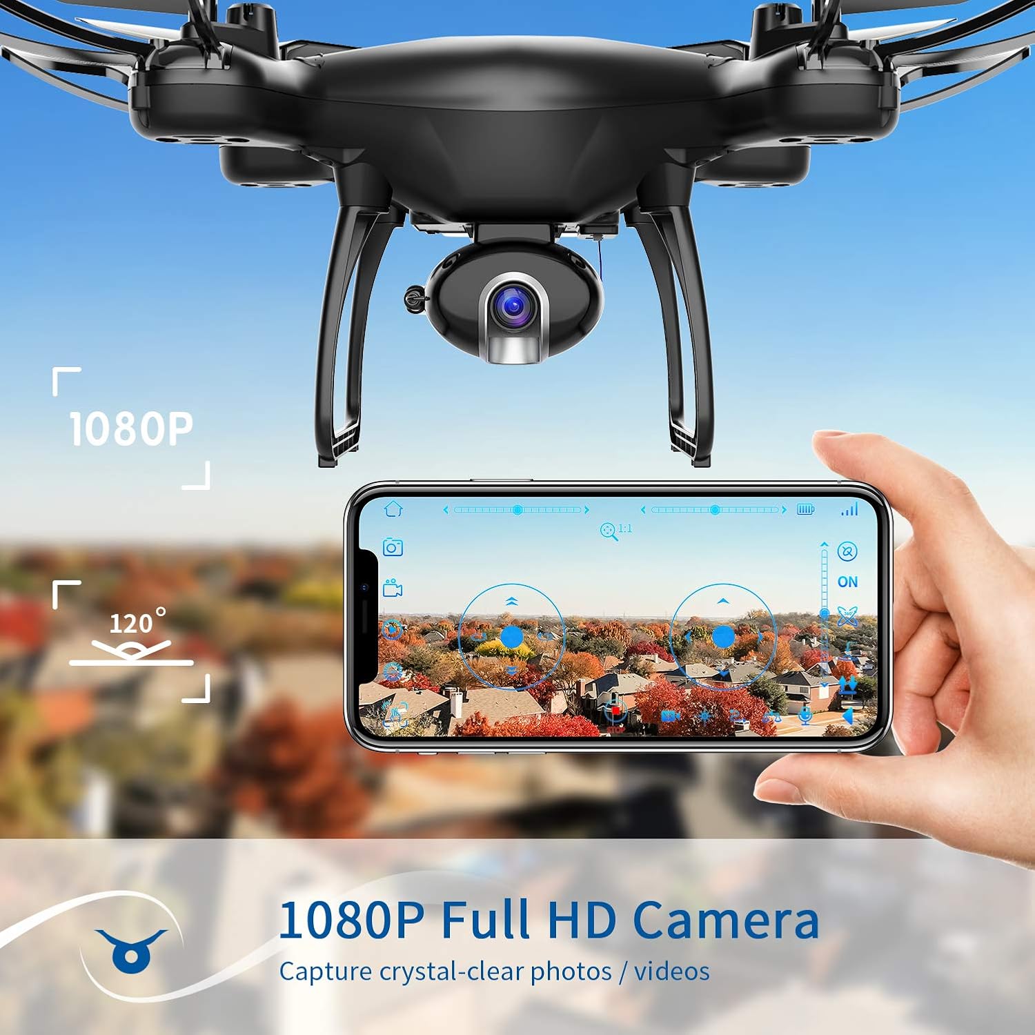 SNAPTAIN SP650 1080P Drone with Camera for Adults 1080P HD Live Video Camera Drone for Beginners w/Voice Control, Gesture Control, Circle Fly, High-Speed Rotation, Altitude Hold, Headless Mode: Toys & Games