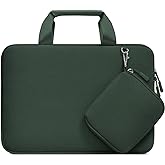 MOSISO Laptop Case 13.3 inch, 13-13.3 inch Laptop Sleeve Bag Compatible with MacBook Air/Pro 13 / Pro 14, HP Dell ASUS, Neoprene Carrying Computer Bag with Handle&Detachable Small Case, Emerald Green