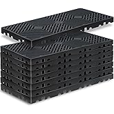 TMINEL 8 Pcs Black Plastic Pallets for Basement Storage Bulk Pallets with Grid for Sale Lightweight Plastic Pallet Waterproof Storage Pad for Outside Pet Cushion (BK-8pcs-23.6 * 11.8 * 1.18in)