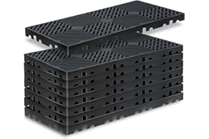 TMINEL 8 Pcs Black Plastic Pallets for Basement Storage Bulk Pallets with Grid for Sale Lightweight Plastic Pallet Waterproof Storage Pad for Outside Pet Cushion (BK-8pcs-23.6 * 11.8 * 1.18in)