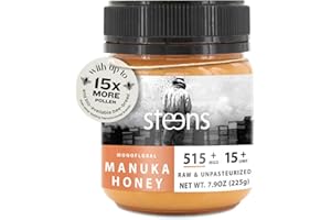 Steens Manuka Honey - MGO 515+ - Pure & Raw 100% Certified UMF 15+ Manuka Honey - Bottled and Sealed in New Zealand - 7.9 oz Jar