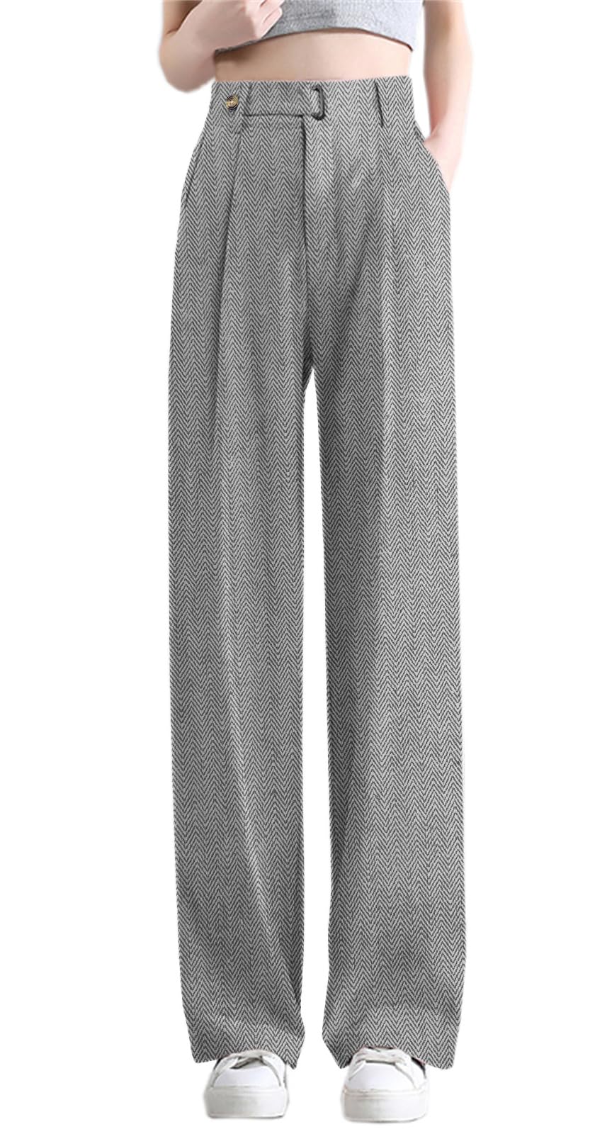 STETMN Womens Wide Leg Dress Pants Cotton Linen Business Casual Long Trousers Palazzo Pants With