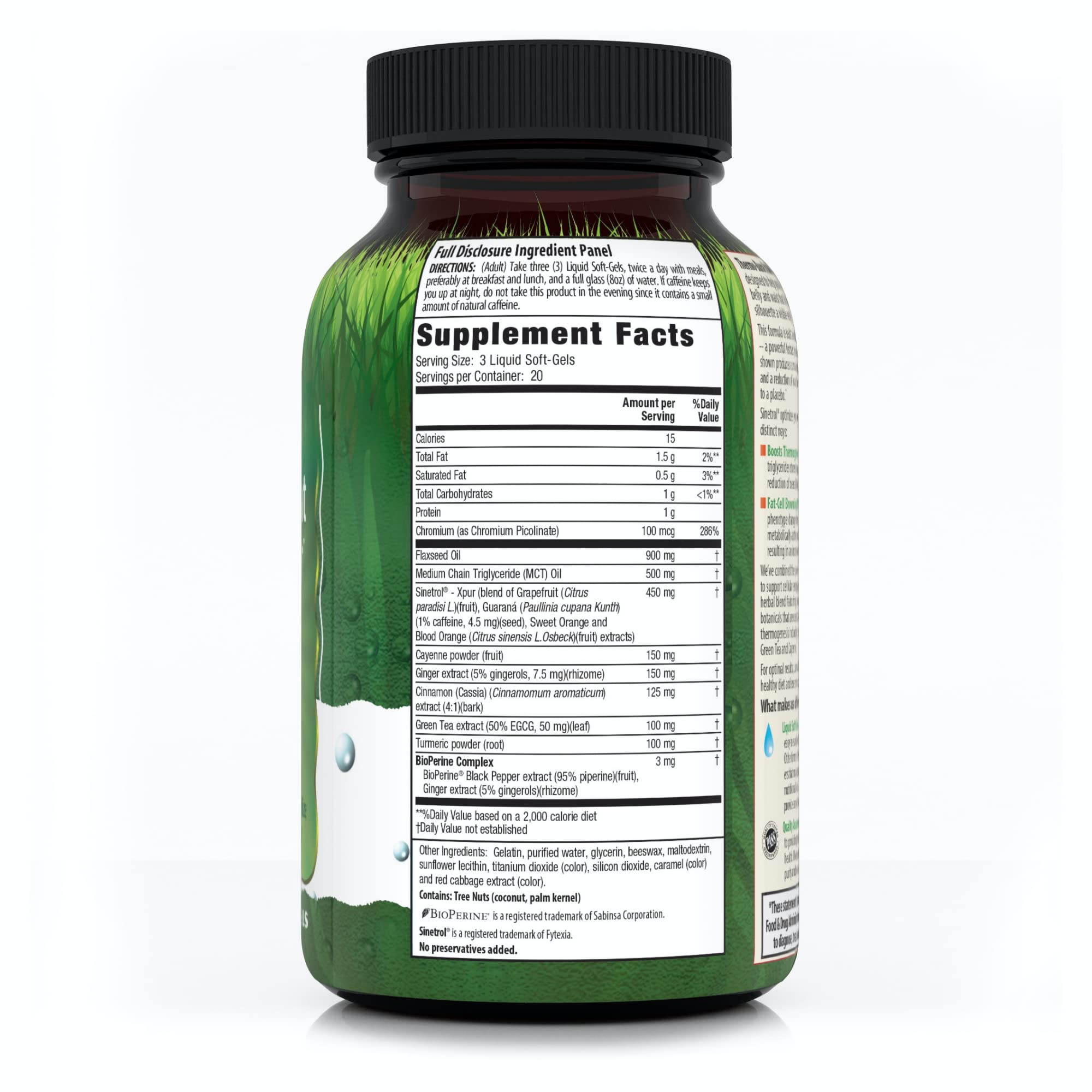 Irwin Naturals Thermo-Burn Stubborn Fat Metabolizer - 60 Liquid Soft-Gels - Combines Green Tea Extract (EGCG), MCT Oil & Caffeine - 20 Servings