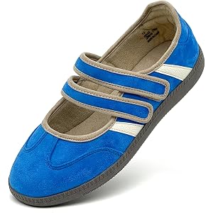 Mary Jane Shoes for Women, Breathable Lightweight Casual Flats Sneakers PU Leather Non-Slip Memory Foam Comfortable Slip On D
