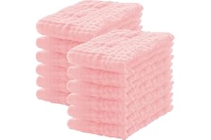 Lovely Care 12 Pack Muslin Burp Cloths 100% Cotton Muslin Cloths Large 20''x10'' Extra Soft and Absorbent Baby Burping Cloth - Pink