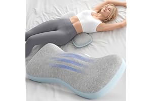 Forcanby Lumbar Support Pillows for Bed, Lower Back Pillow for Sleeping, Memory Foam Waist Pain Relief Pillows, Lumbar Pillow for Sleeping, Bed, Car, Couch (Grey Blue)