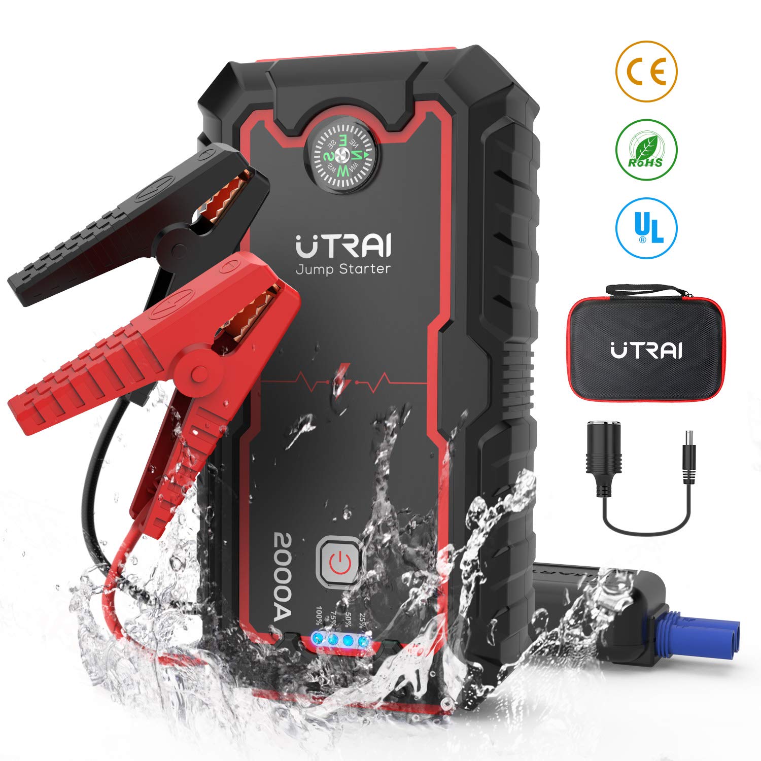 UTRAI Portable Jump Starter, 2000A Peak 22000mah Car Battery Charger(up