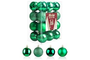 Aitsite 24ct Christmas Tree Ornaments Set 1.57 inches Mini Shatterproof Holiday Ornaments Balls for Christmas Decorations (Green)