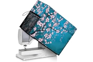 Goronwyfloyd Cherry Blossom Sewing Machine Dust Cover with Storage Pockets, Foldable Sewing Machine Cover Compatible with Most Standard Machines