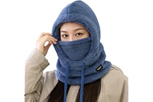 Sherpa Hood Ski Mask, Wind-Resistant Winter Face Mask, Fleece Ski Mask for Men Women, Warm Face Cover Hat Cap Scarf