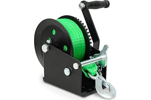 Zostera Trailer Boat Hand Winch with Heavy-Duty Gears 2000lbs 30 Foot Strap and Safety Hook, Portable Hand Crank Winch,for Boat Trailer Towing Winch…