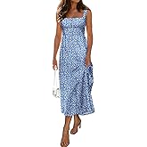 LUXVEER Women's Floral Corset Dress 2025 Summer Sleeveless A Line Bustier Midi Milkmaid Dress Flowy Cottagecore Sundresses
