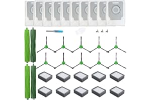 LOVECO Replacement Accessories Compatible for iRobot Roomba I & J Series, i8+ i7+ i6+ i5+ i4+ i3+ i2+ i1+ j8+ j7+ j6+ j5+, 2 Set Multi-Surface Rubber Brush, 10 Filter, 10 Side Brush, 8 Dust Bag