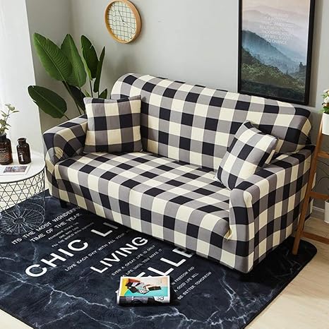 Amazon De Sfwr Plaid Sofa Bezug Elastische Sofabezuge Fur Wohnzimmer Loveseat Stretch Mobelbezuge