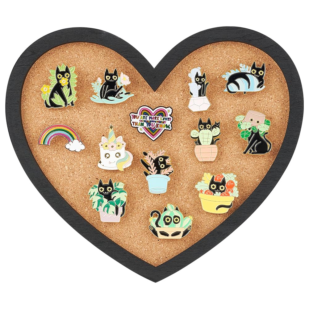 BENECREAT Pin Board Heart Cork Board Bulletin Display Board, 0.8"/20mm Thick Wall Mounted Cork Board for Brooch Pin Storage, Office Home and School Decor, 20x17cm