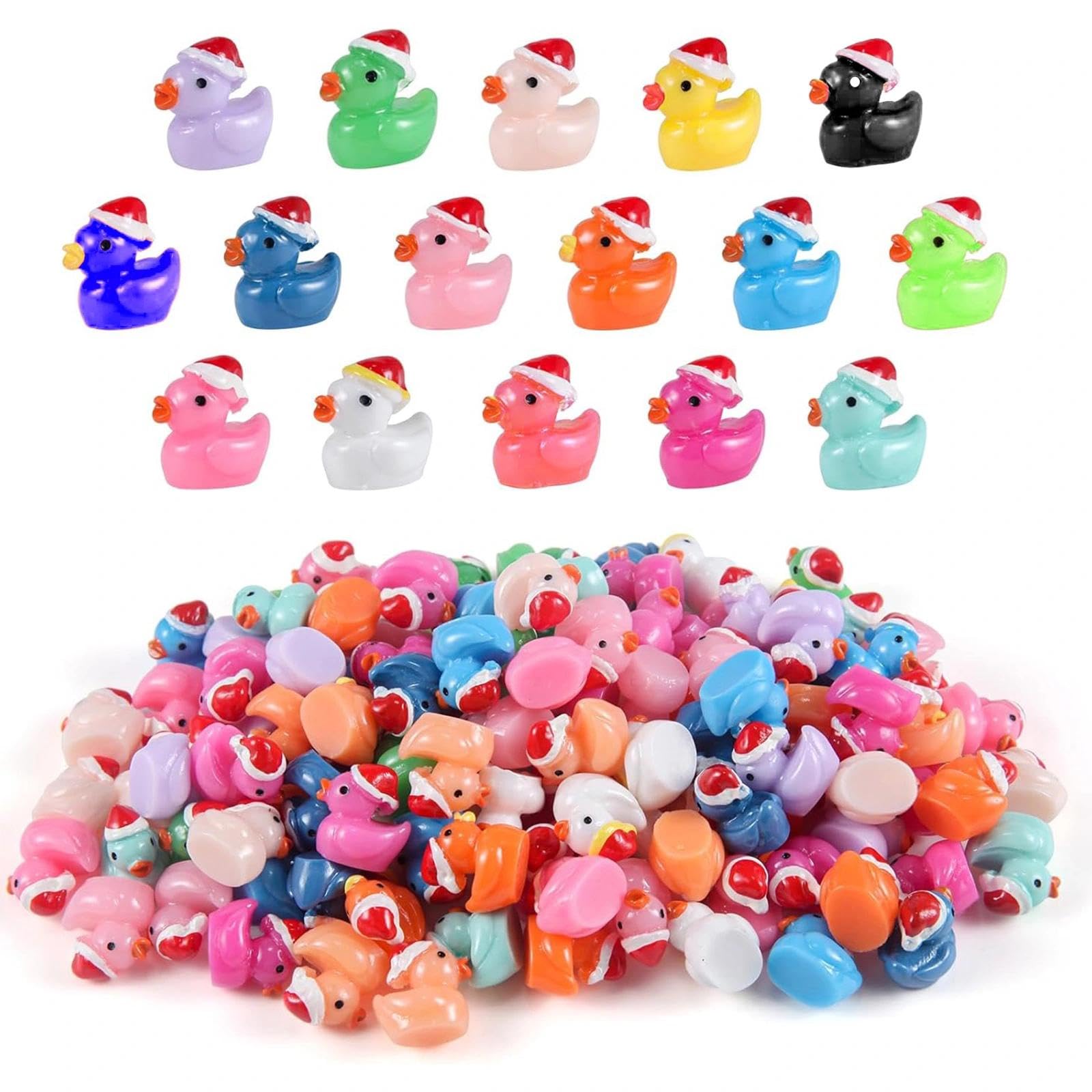 View 1 of 160 Pcs Christmas Mini Resin Ducks Tiny Santa Fairy Hat Duck Miniature Micro Landscape Garden Dollhouse Decor for Xmas Accessories DIY Craft Slime Party Gifts Prank Game Ornament Potted Plants