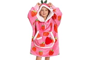 OLAOLA Wearable Blanket Hoodie for Kids, Oversized Hooded Blanket Thick Sweatshirt with Pockets