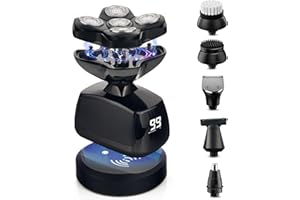 Telfun Upgraded 7-in-1 Head Shavers for Bald Men, 100% Waterproof Grooming Kit, Wireless Charging Pad, Wet/Dry Shaving, Mess-Free Hair Capture, Easy Use Palm Shaver for a Smooth Bald Shave