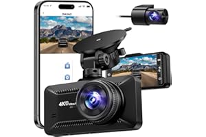 SUVCON Dash Cam Front and Rear 4K/1080P Full HD, Dash Camera for Cars with 32GB Card, Built in WiFi with APP, Dual Dash Cam 3.94" IPS Screen, G-Sensor, Loop Recording, WDR, Parking Mode