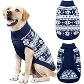 KOOLTAIL Cable Knit Dog Sweater Turtleneck, Cold Weather Pullover Classic Knitwear, Snowflake Pattern Thick Warm Winter Pet Clothes, Dog Christmas Sweater for Small Medium Large Dogs Cats, Navy Blue L
